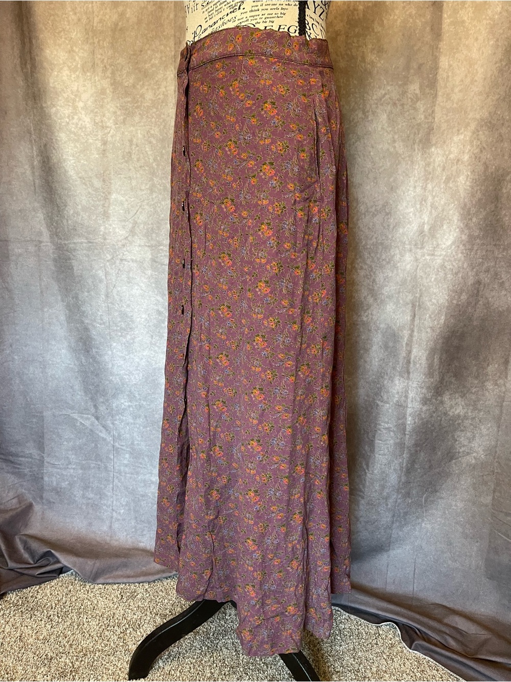 GAP Women's Purple Floral Button-Front Maxi Skirt - Picture 2 of 5